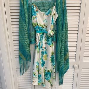 Banana Republic floral silk dress with shawl